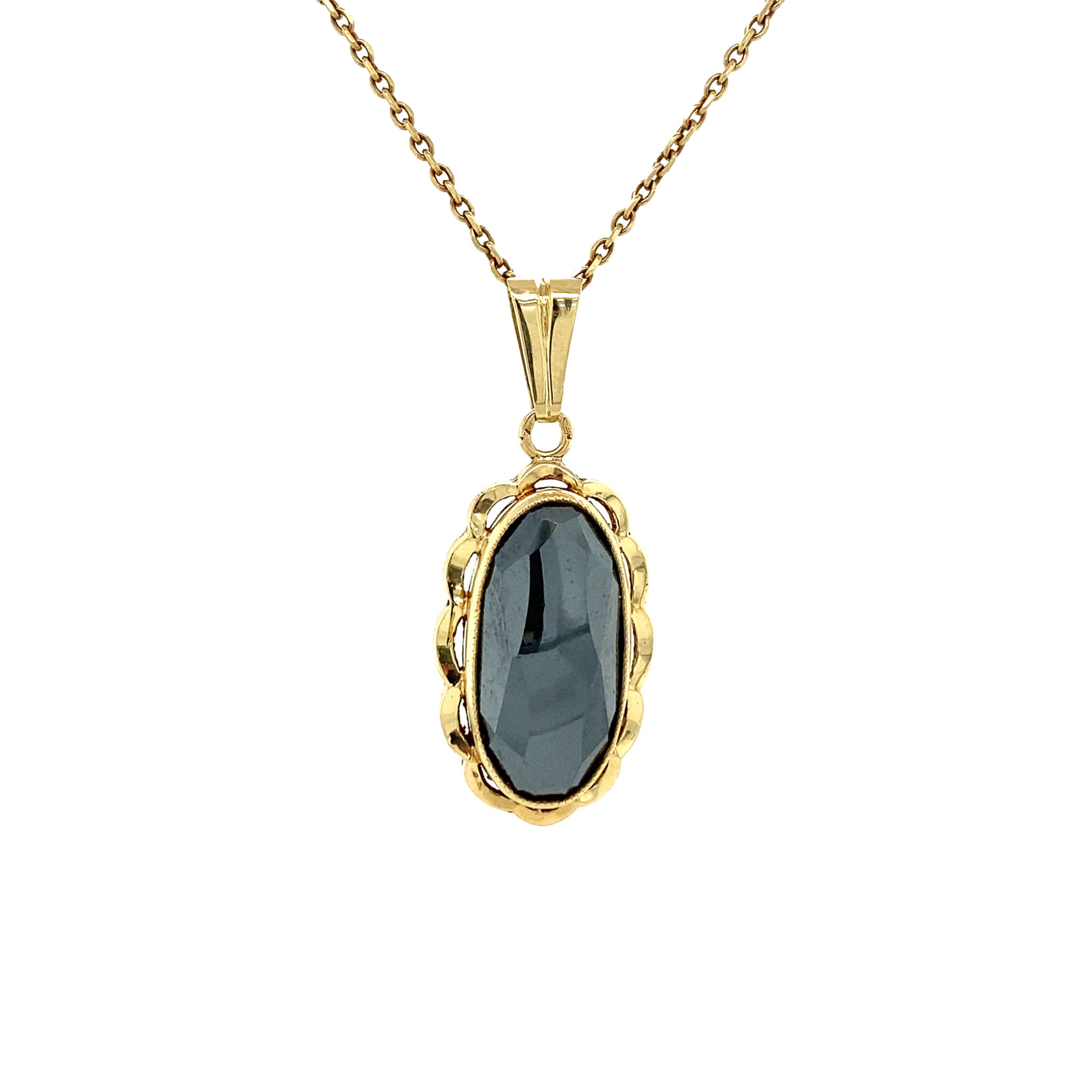 Vintage 14K Gold Pendant with Hematite